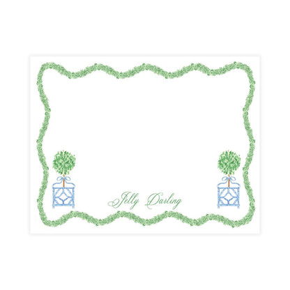 Blue & Green Boxwood Topiary Notecard