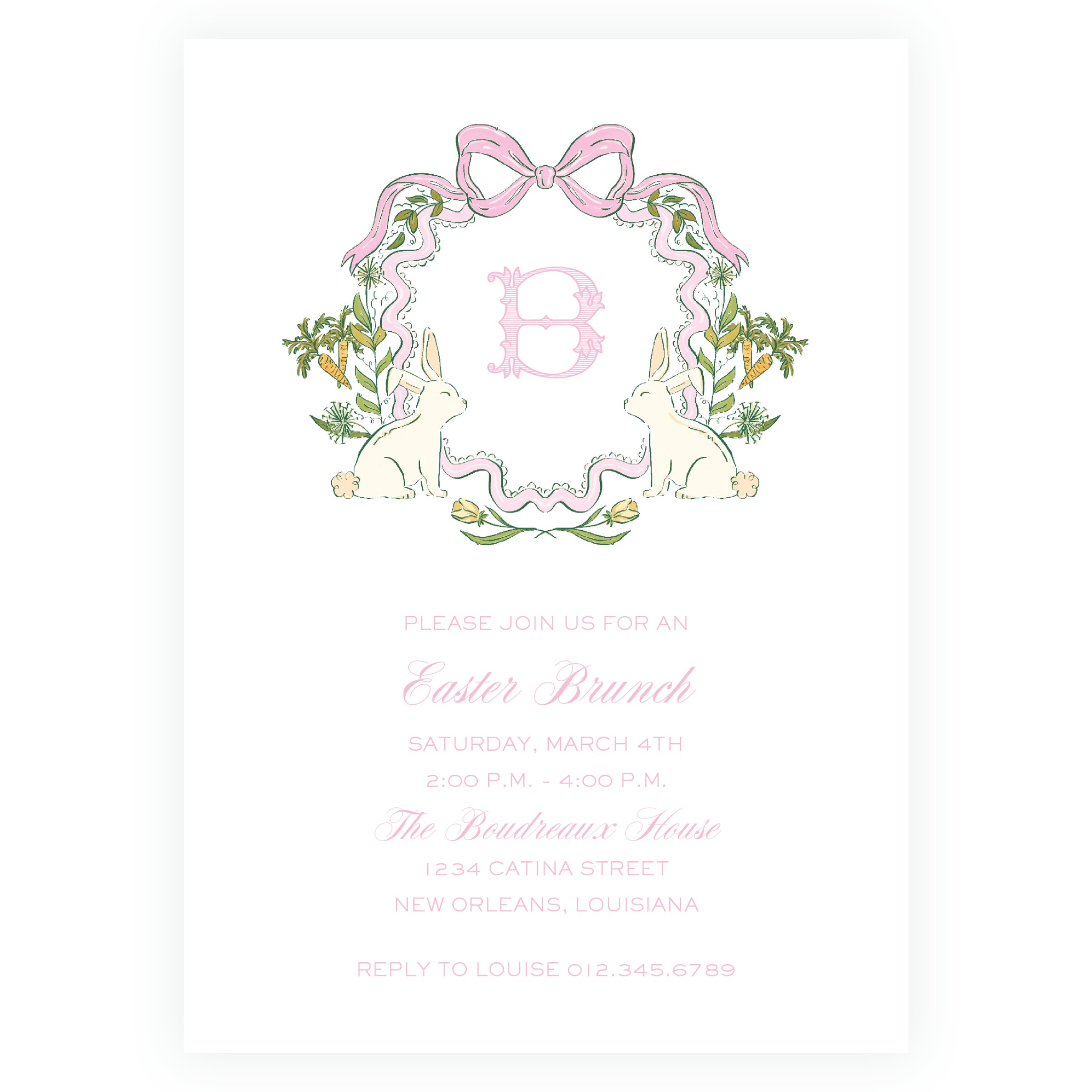 Some Bunny Pink Crest Invitation