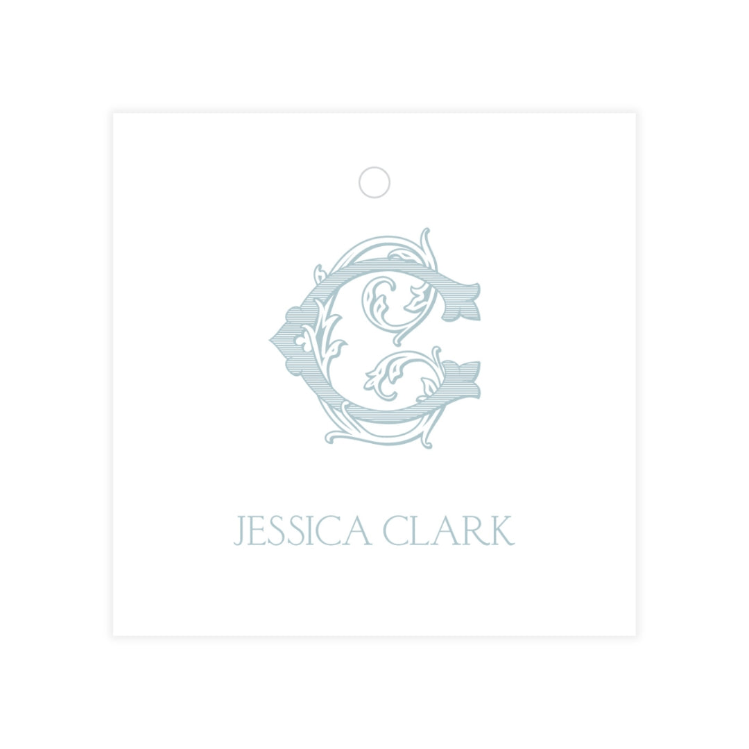 Vintage Vine Monogram with Vines Gift Tag Square