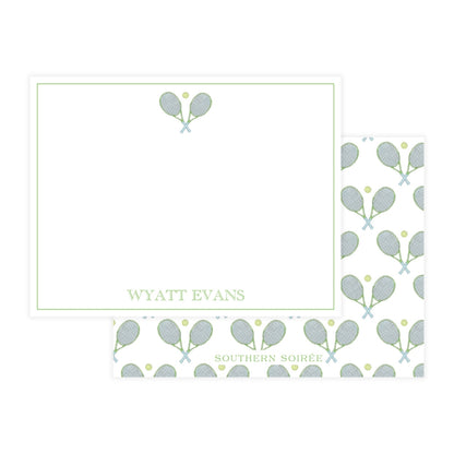 Watercolor Blue & Green Tennis Notecard