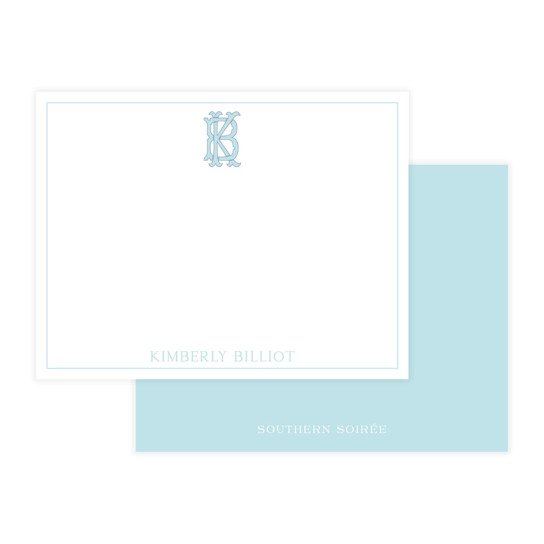 Chic Monogram Outlined Notecard
