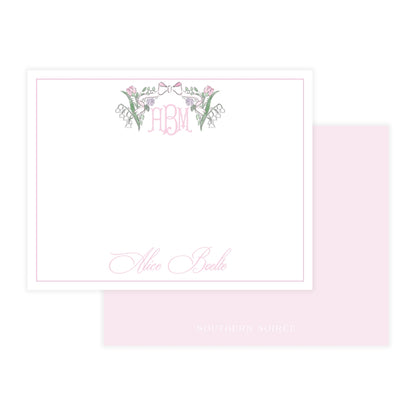 Pink Floral Bow Notecard