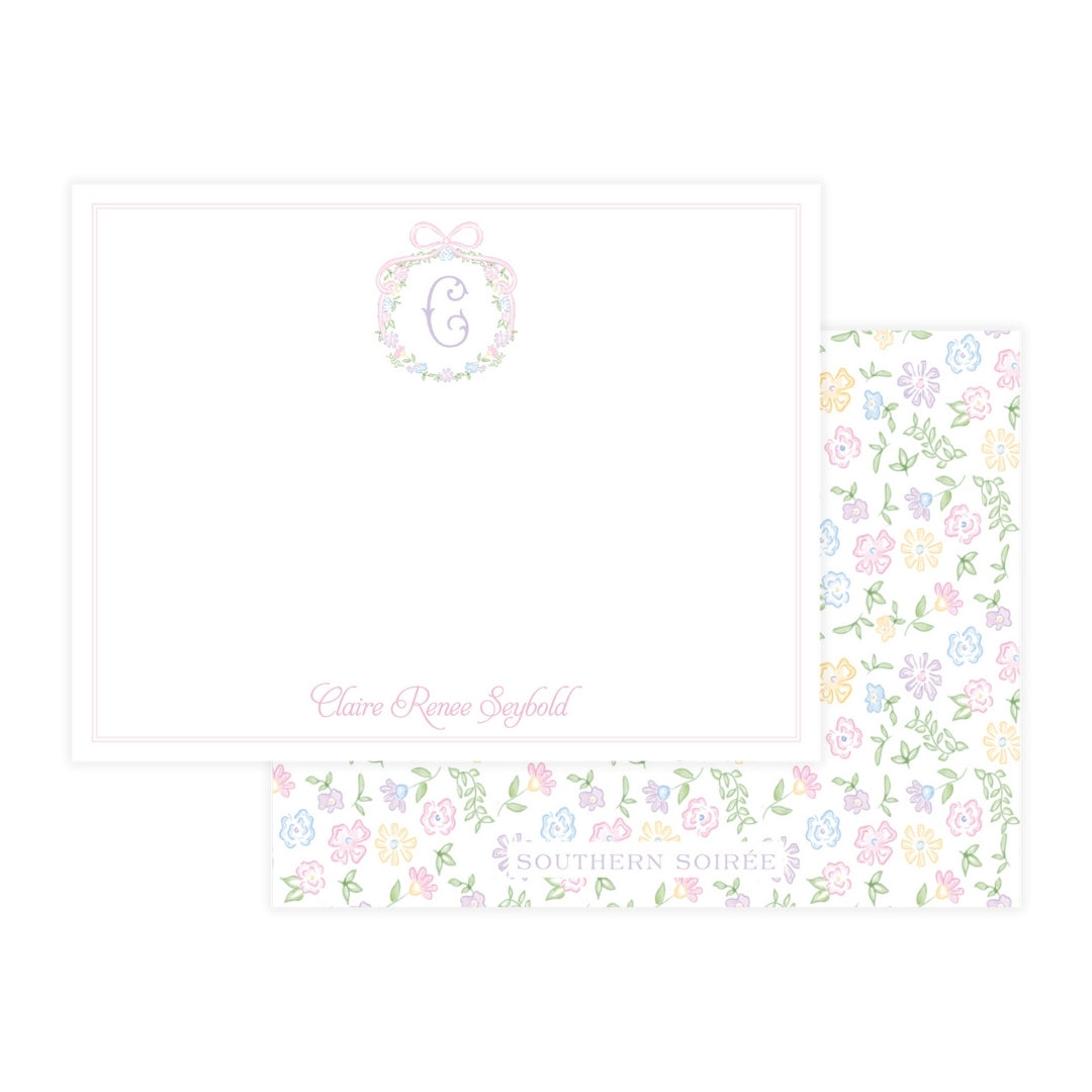 Ditsy Pastel Floral Wreath Notecard