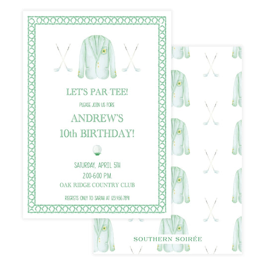 Masters Jacket & Clubs Birthday Invitation