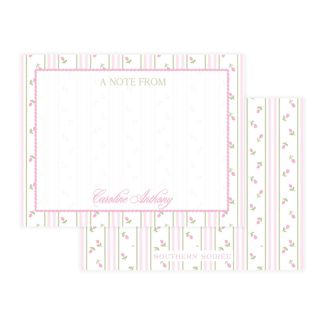 Pink Rosebud Stripe Notecard