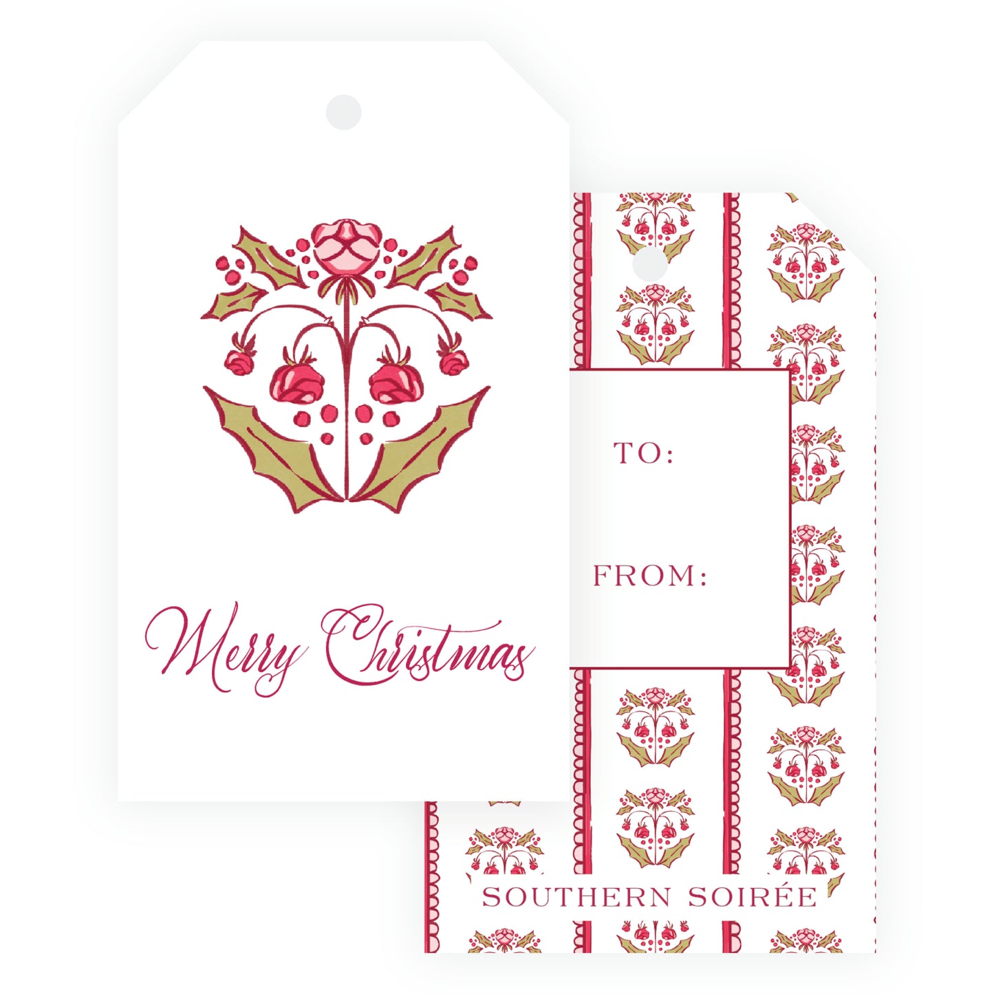 Holly Flower Gift Tag Set of 6