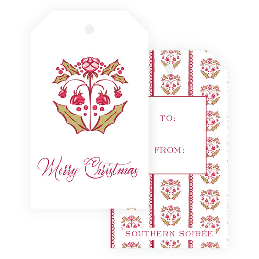Holly Flower Gift Tag Set of 6