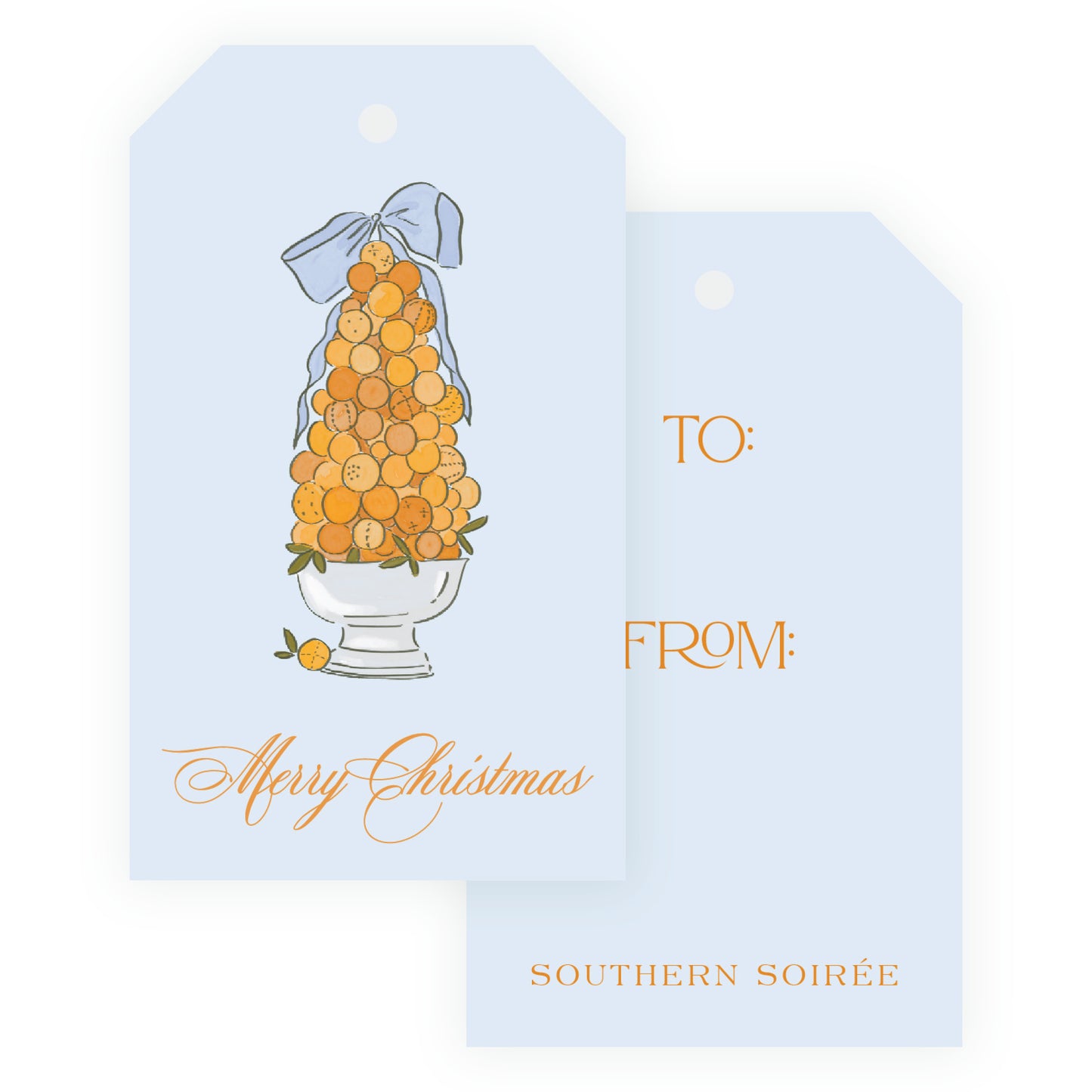 Citrus Tree with Blue Gift Tag Set of 6