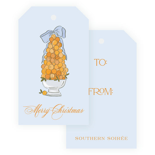 Citrus Tree with Blue Gift Tag Set of 6