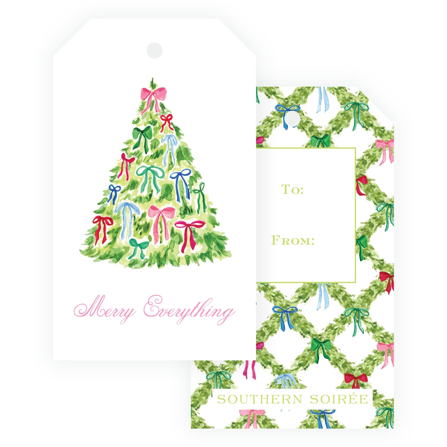 Tree with Bows Gift Tag Set of 6