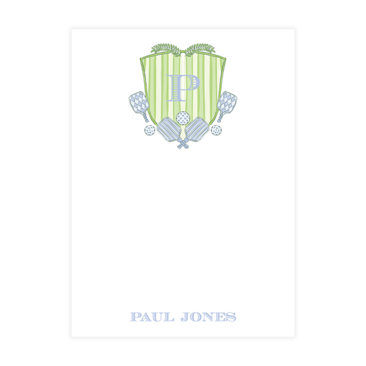 Blue and Green Pickleball Crest Notepad