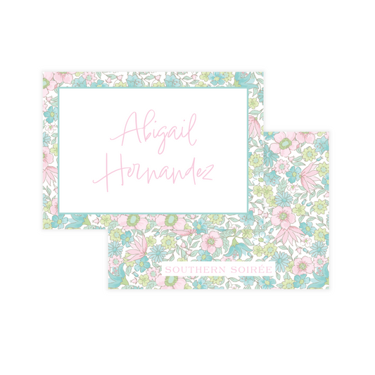 Ditsy Pink & Green Floral Enclosure Card