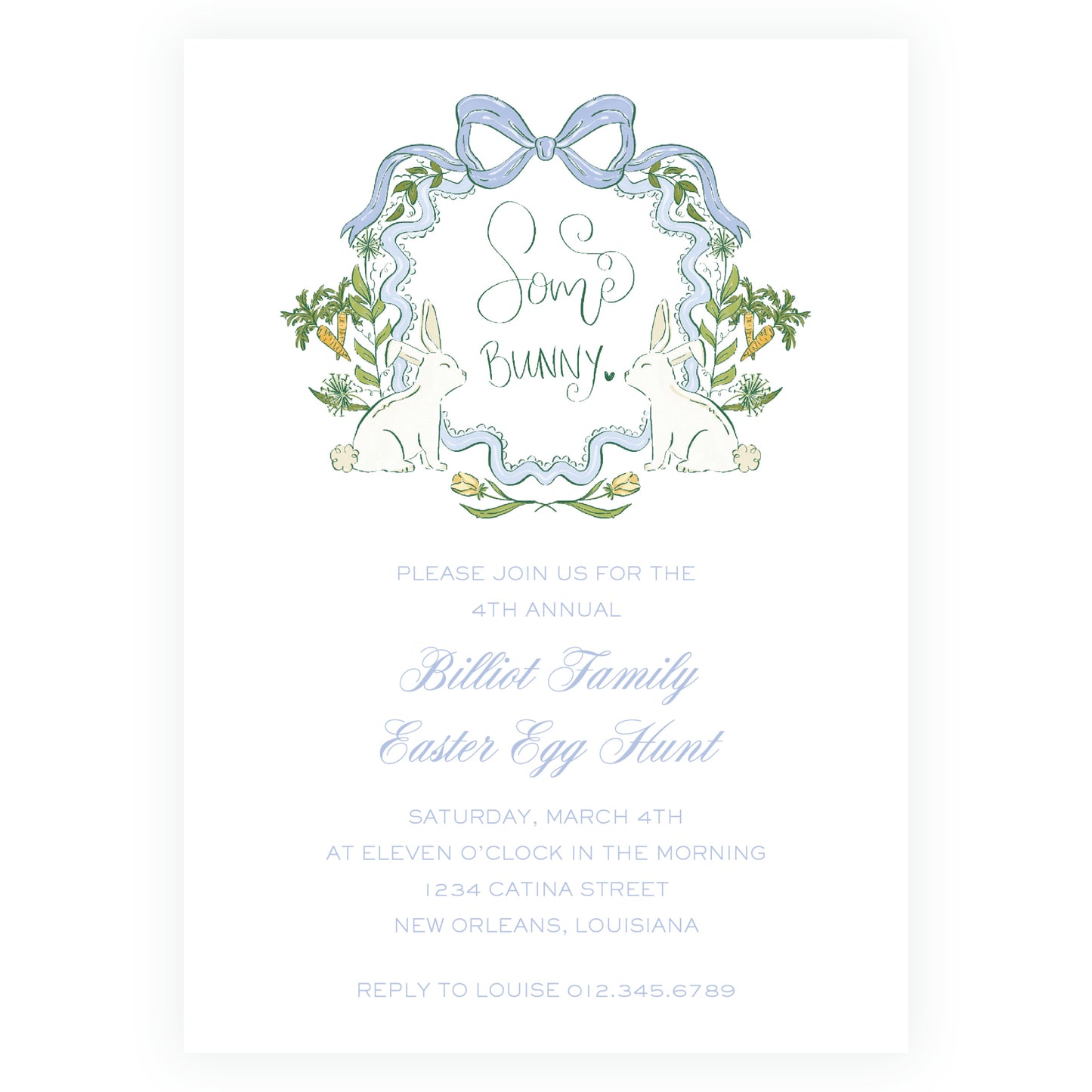 Some Bunny Blue Crest Invitation