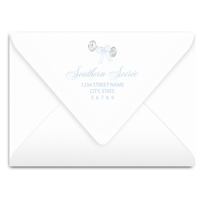 Rattle and Blue Bow Invitation