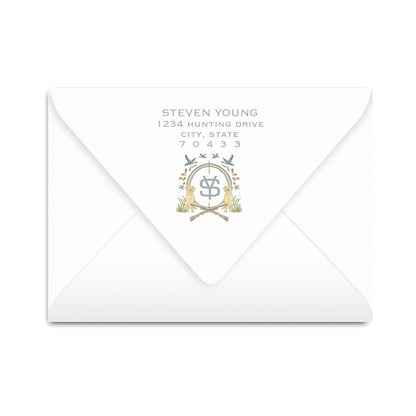 Yellow Lab Duck Blue Hunting Crest Notecard