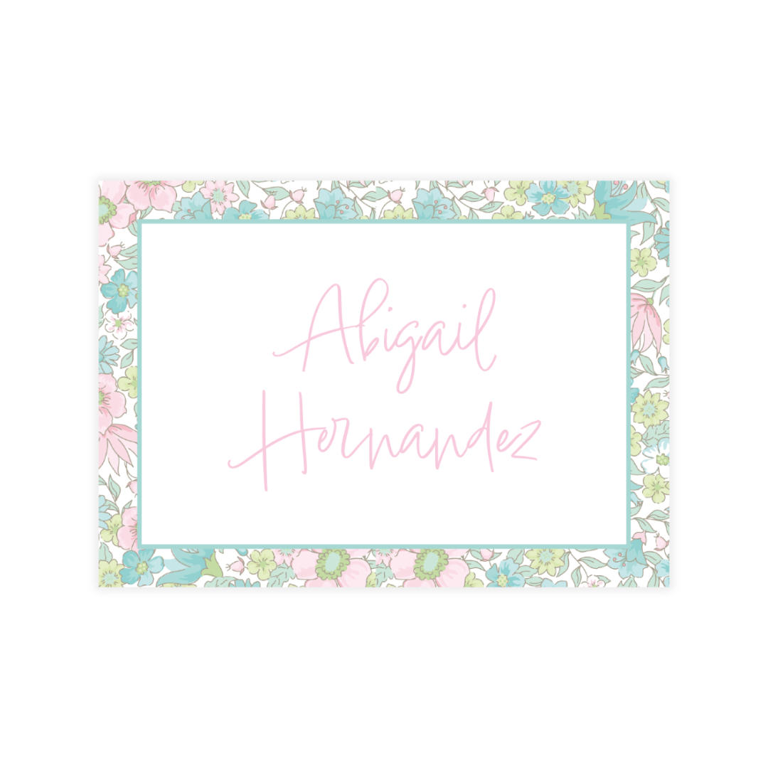 Ditsy Pink & Green Floral Enclosure Card