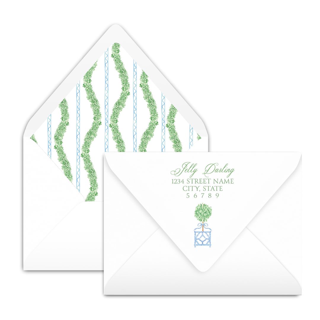 Blue & Green Boxwood Topiary Notecard