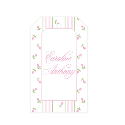 Pink Rosebud Stripe Gift Tag