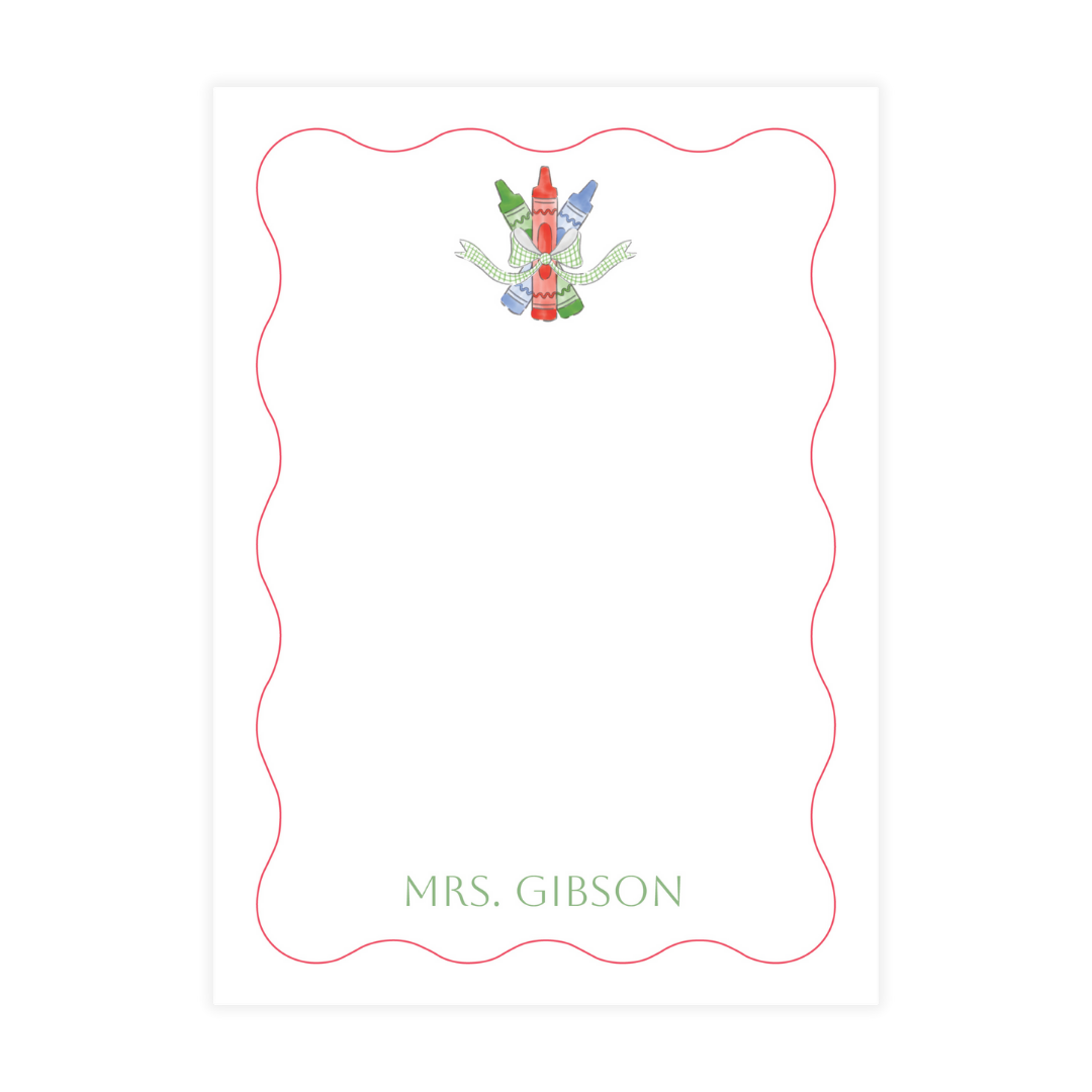 Wavy Pink Frame Favorite Teacher Pencils Notepad