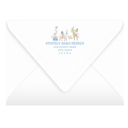 Blue Small Party Animals Invitation
