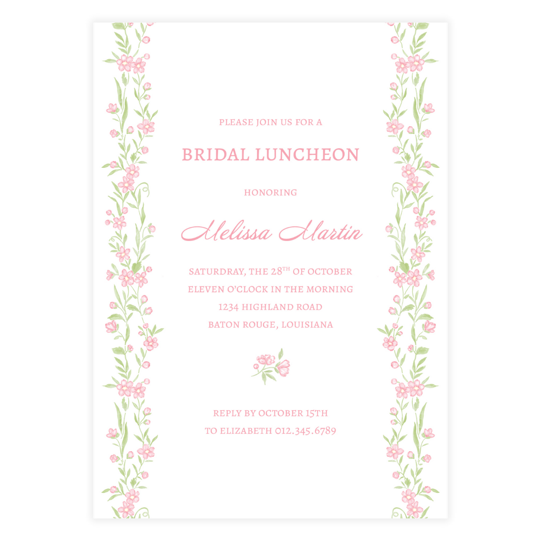 Pink Floral Vine Invitation