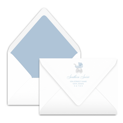 Chic Blue Carriage Invitation