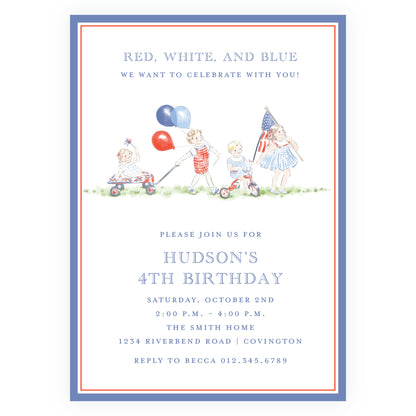 Sweet Liberty Parade Simple Border Invitation