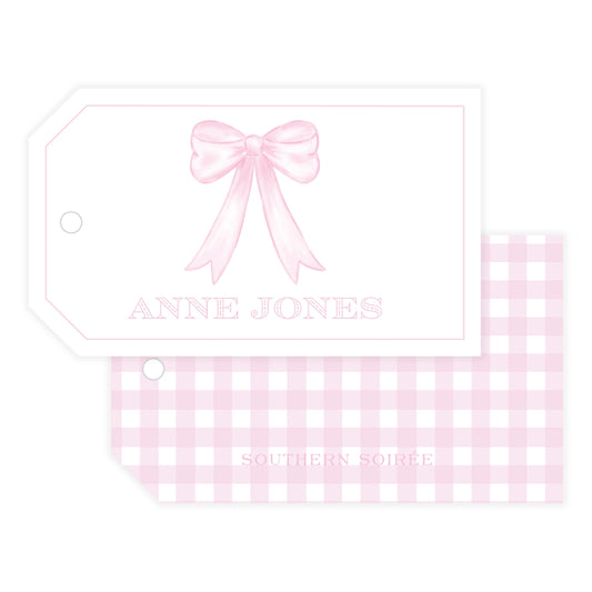 Pink Bow Horizontal Gift Tag