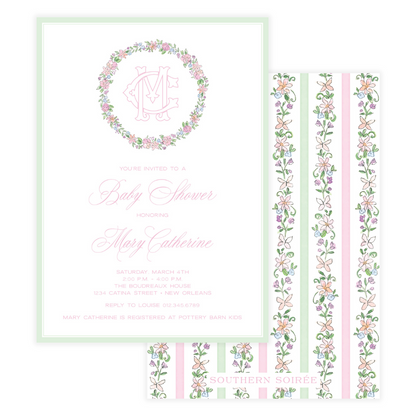 Spring has Sprung Pink and Green Invitation