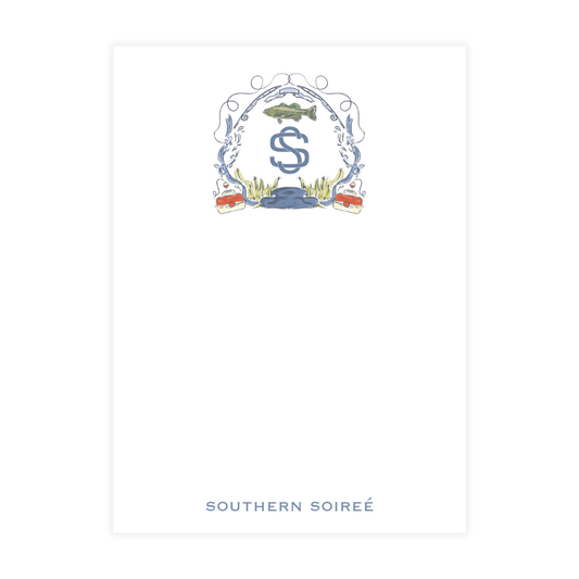 Green Fishing Crest Monogram Notepad