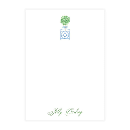 Blue & Green Boxwood Topiary Notepad