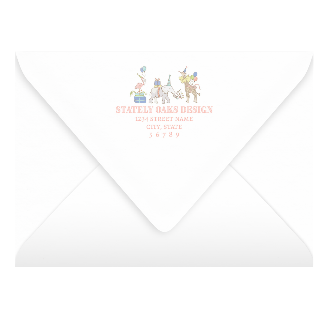 Pink Small Party Animals Invitation