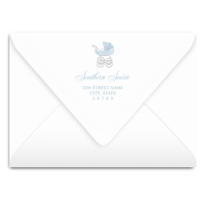 Chic Blue Carriage Invitation