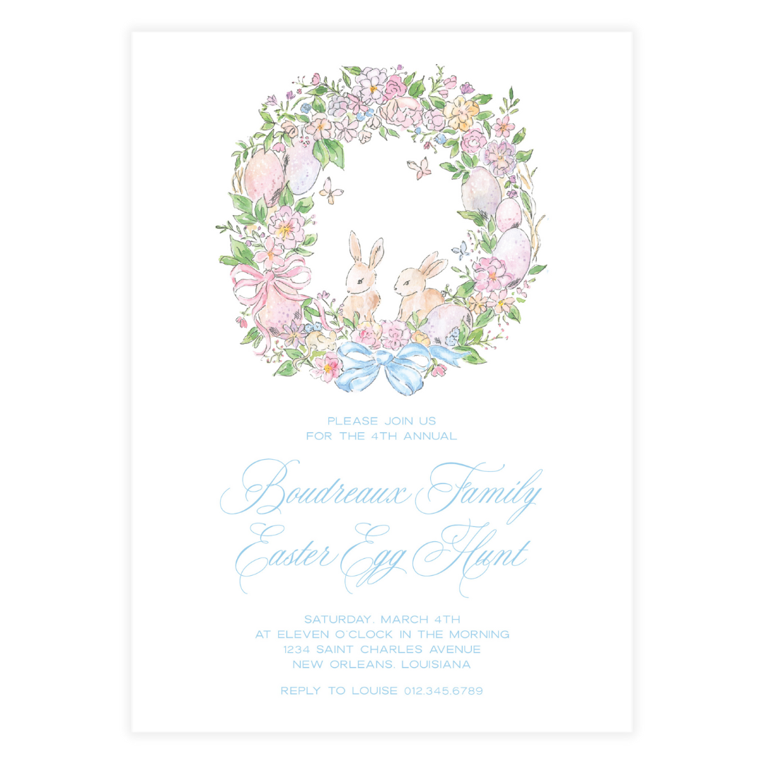 Spring has Sprung Bunny Wreath Invitation