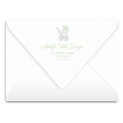Chic Green Carriage Invitation