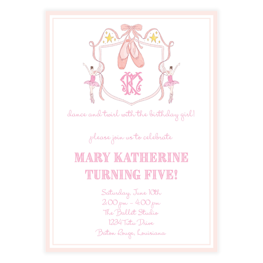 Pink Ballerina Birthday Invitation