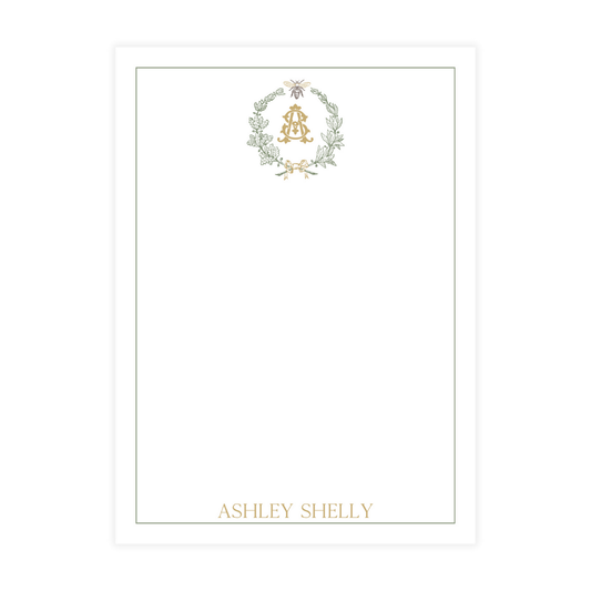 Honey Bee Initial Crest Notepad