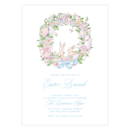 Spring has Sprung Bunny Wreath Invitation (Copy)