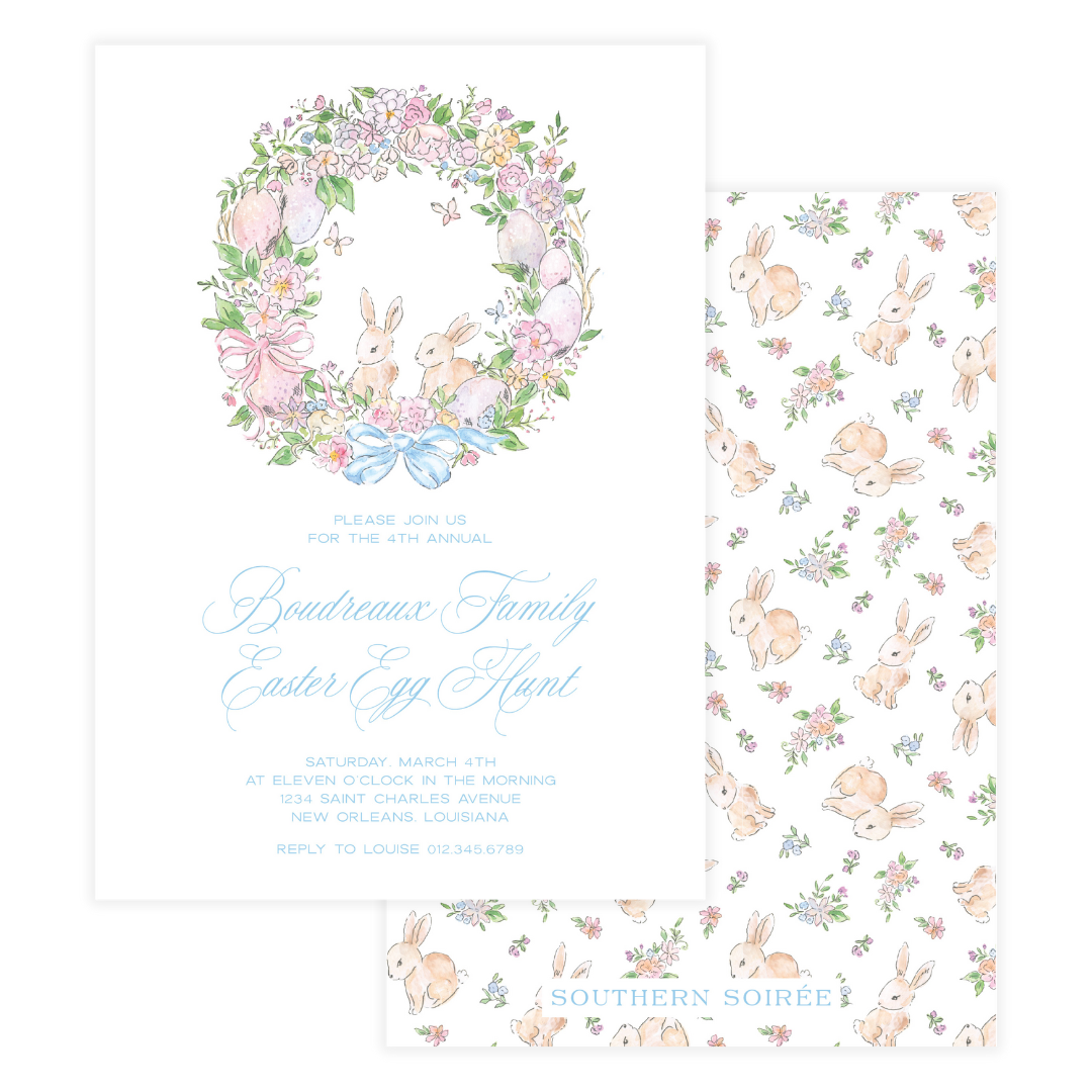 Spring has Sprung Bunny Wreath Invitation