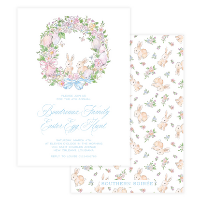 Spring has Sprung Bunny Wreath Invitation