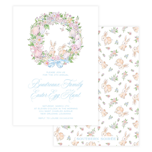 Spring has Sprung Bunny Wreath Invitation