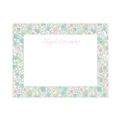 Ditsy Pink & Green Floral Notecard