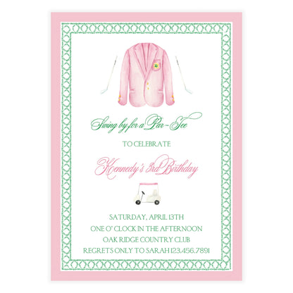 Masters Pink & Green Invitation