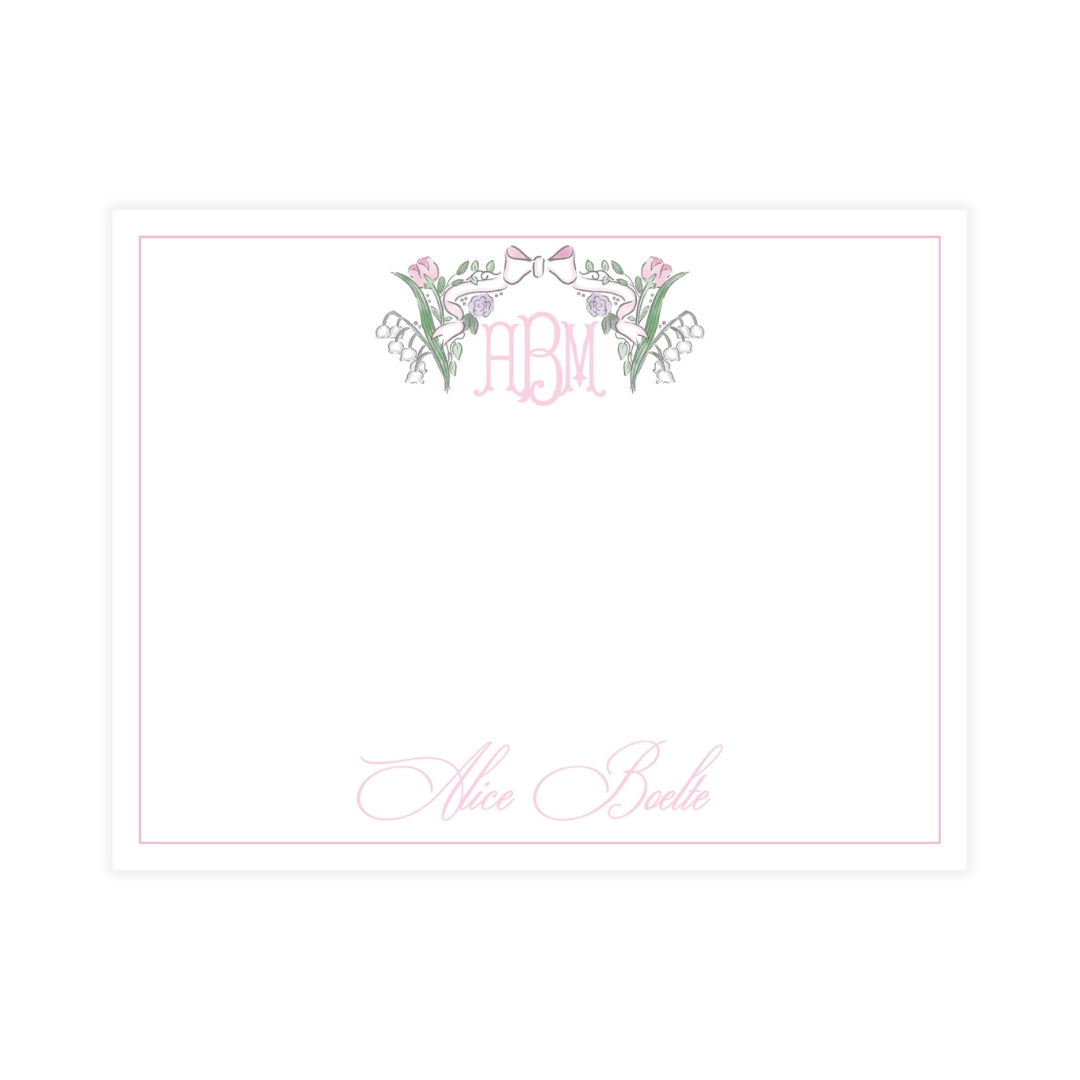 Pink Floral Bow Notecard