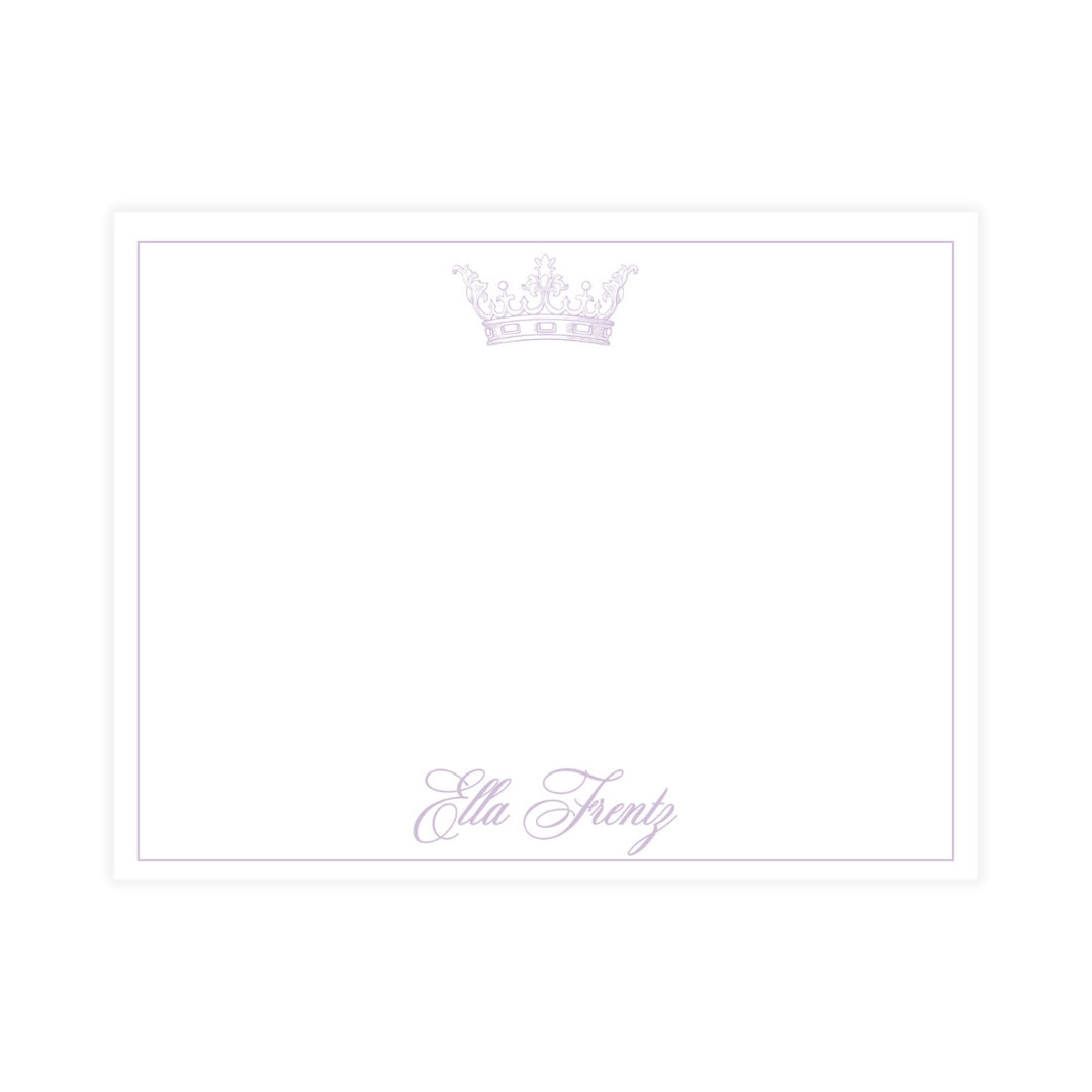 Mardi Gras Crown Personalized Notecards | Lavender Stationery