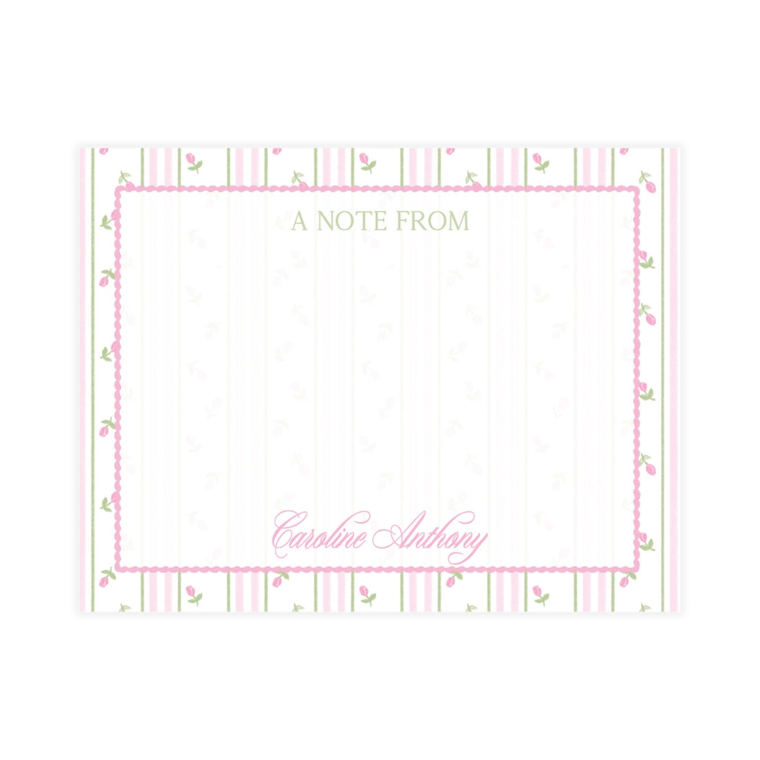 Pink Rosebud Stripe Notecard