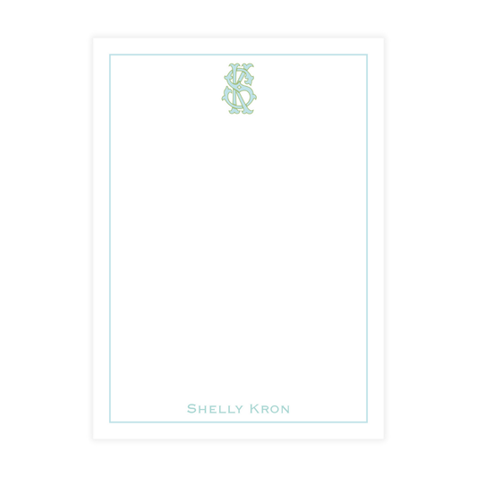 Green Script Monogram Notepad