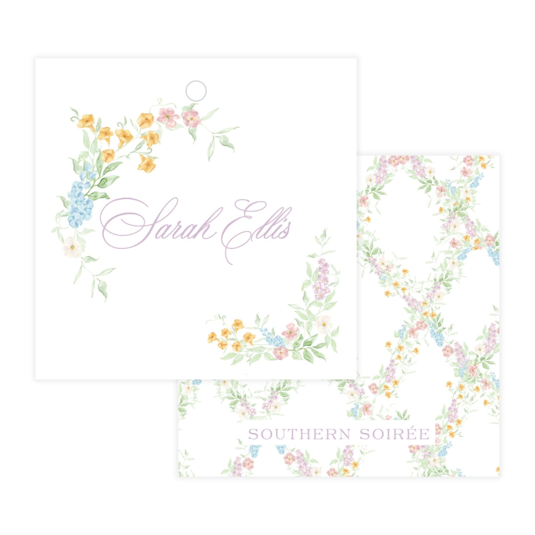 Floral Corners Square Gift Tag