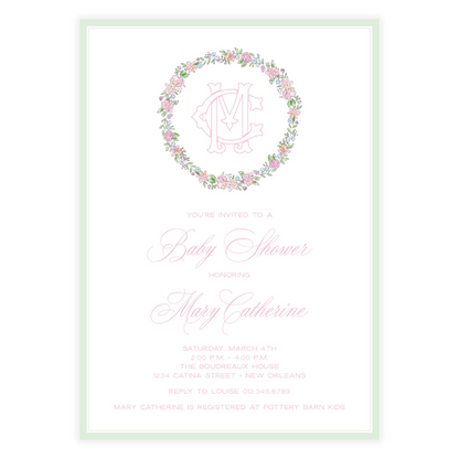 Spring has Sprung Pink and Green Invitation