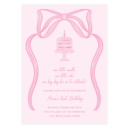 One Little Candle Pink Invitation